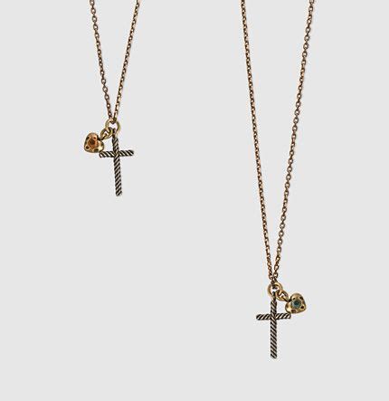 gucci gold cross necklace|gucci necklace with heart pendant.